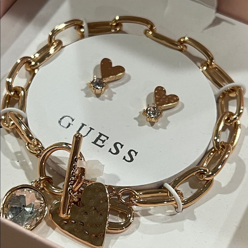 Guess Rose Gold Heart Jewelry Set